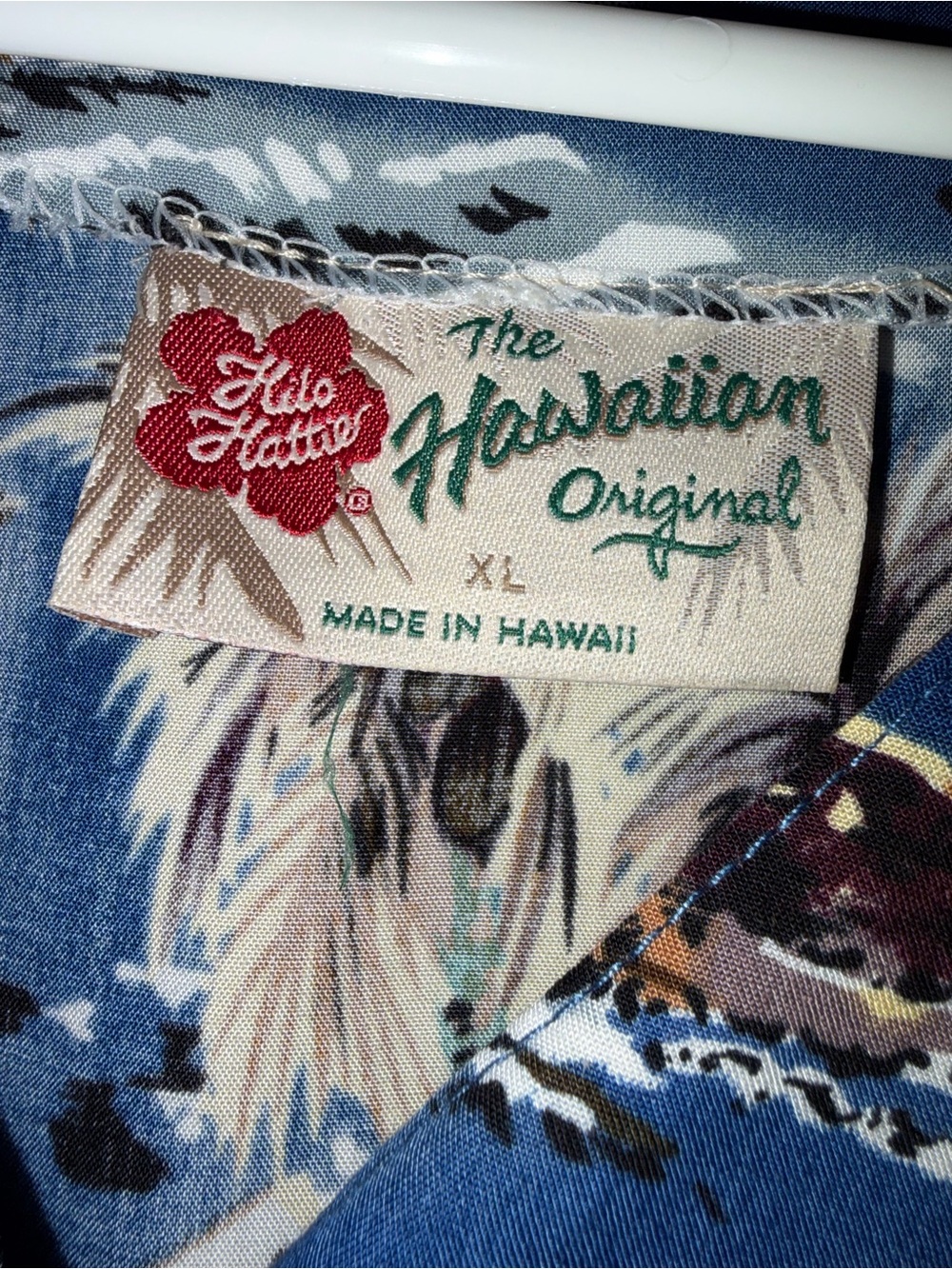 Vintage Hilo Hattie Blue Tropical Print Button-Front Blouse Womens XL - Picture 3 of 6